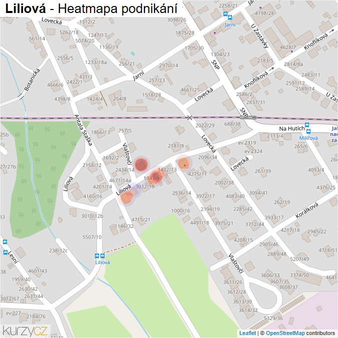 Mapa Liliová - Firmy v ulici.