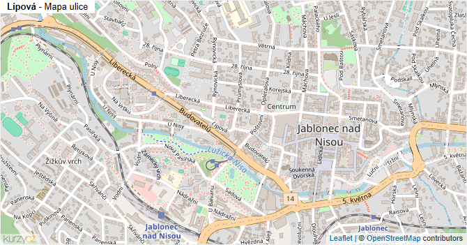 Lípová - mapa ulice