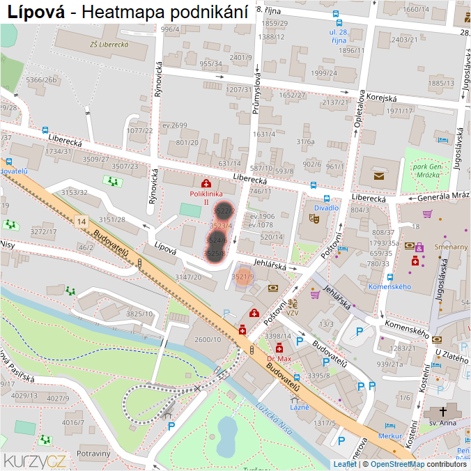Mapa Lípová - Firmy v ulici.