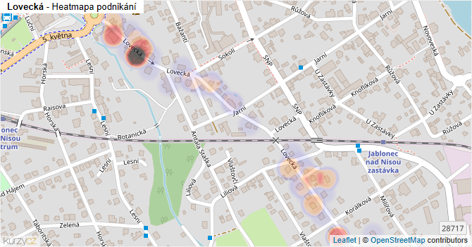Lovecká - mapa podnikání