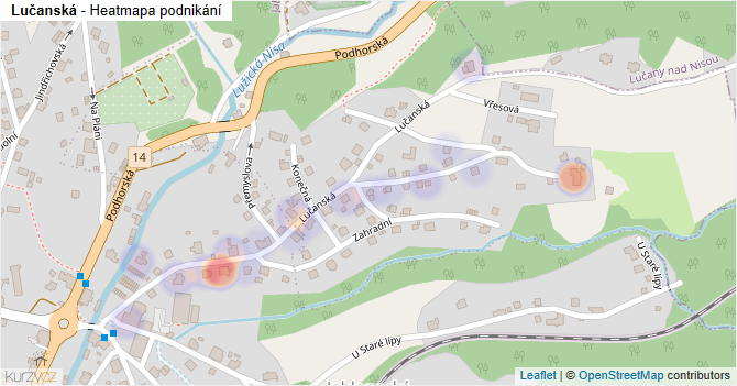 Lučanská - mapa podnikání