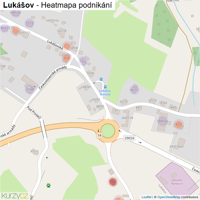 Mapa Lukášov - Firmy v části obce.