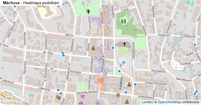 Máchova - mapa podnikání