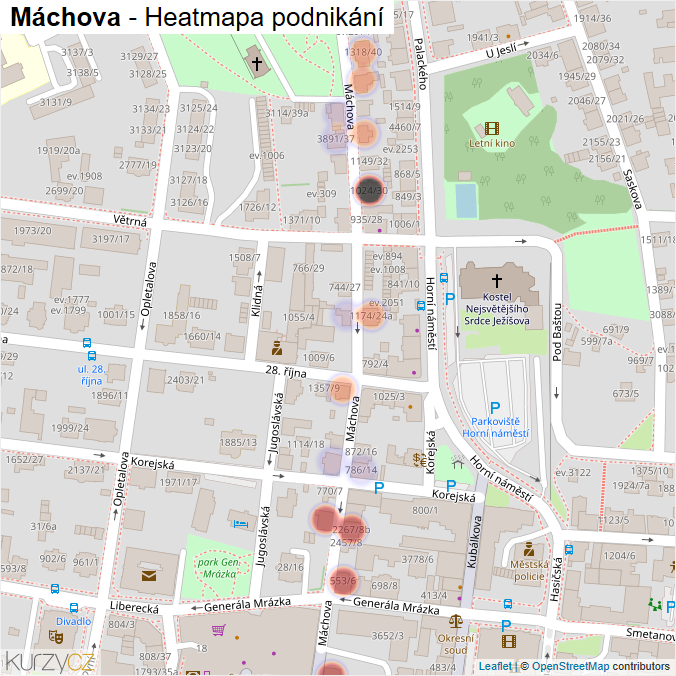 Mapa Máchova - Firmy v ulici.