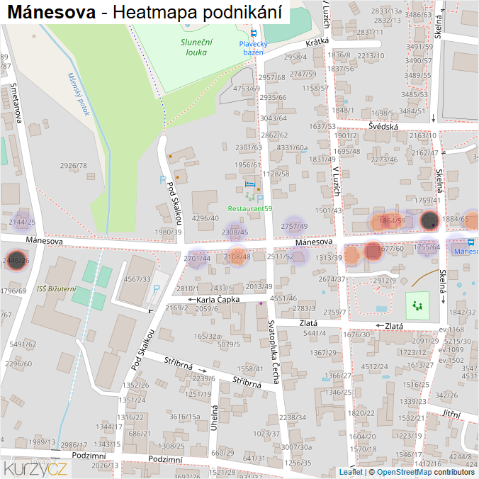 Mapa Mánesova - Firmy v ulici.