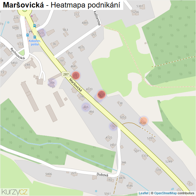 Mapa Maršovická - Firmy v ulici.