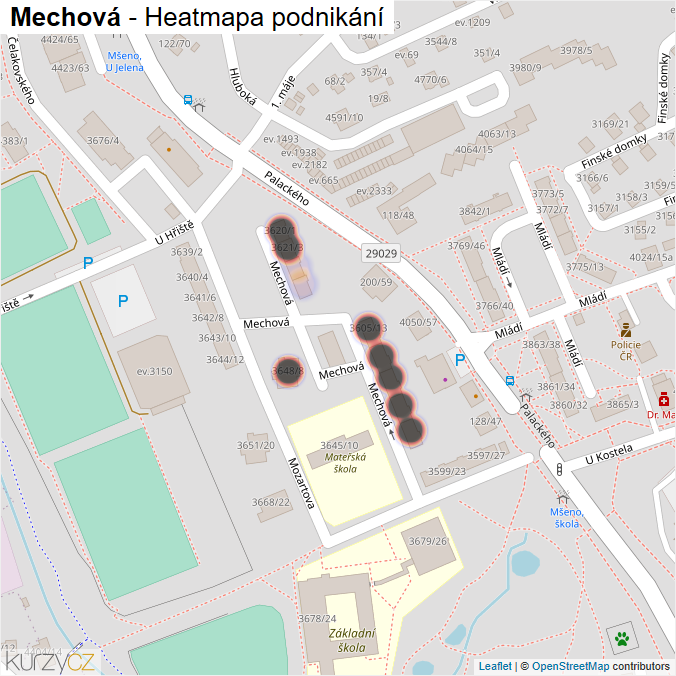 Mapa Mechová - Firmy v ulici.