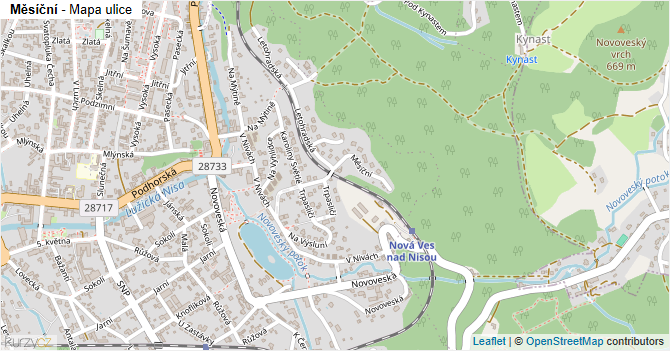 Měsíční - mapa ulice