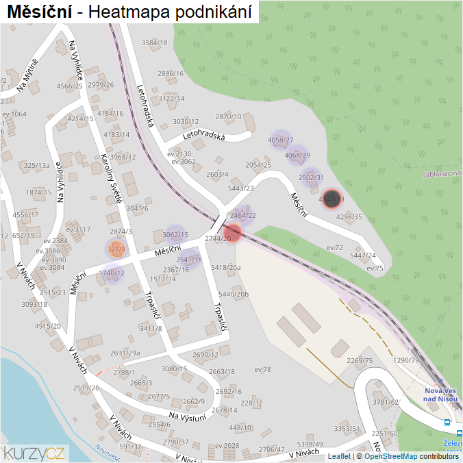 Mapa Měsíční - Firmy v ulici.