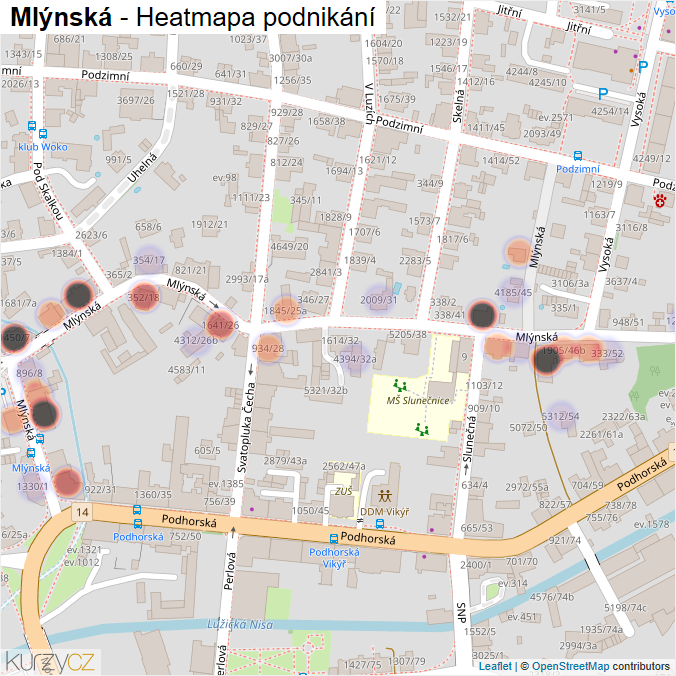 Mapa Mlýnská - Firmy v ulici.
