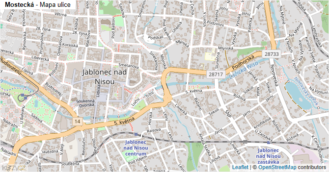 Mostecká - mapa ulice