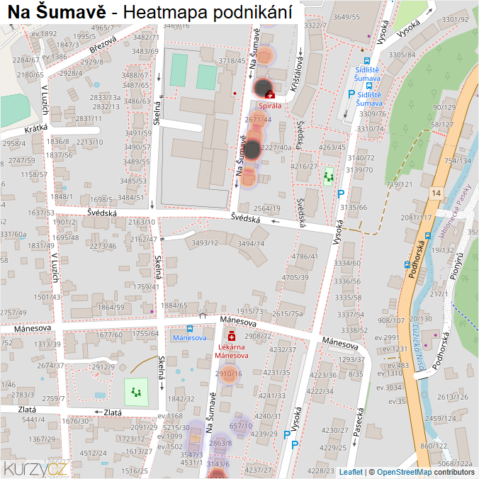 Mapa Na Šumavě - Firmy v ulici.