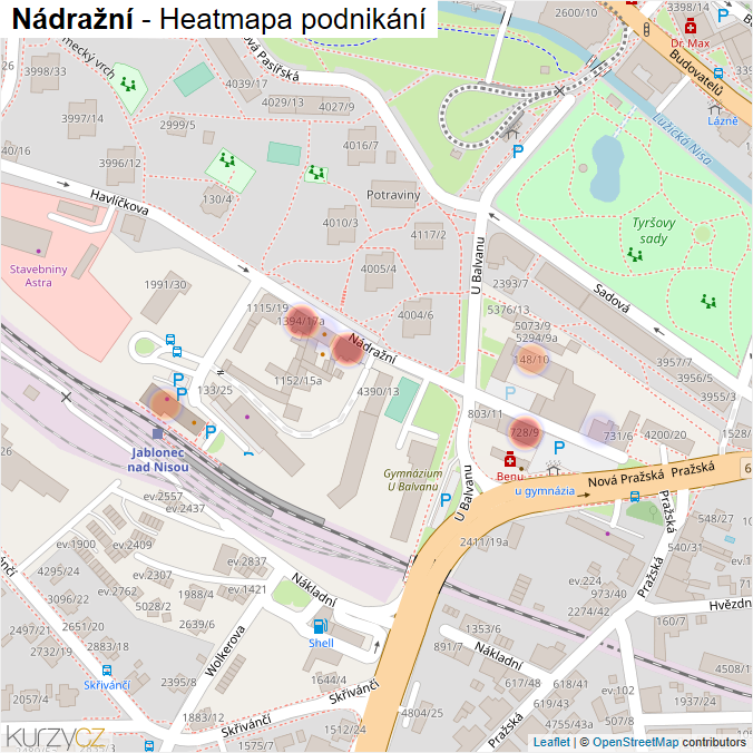 Mapa Nádražní - Firmy v ulici.