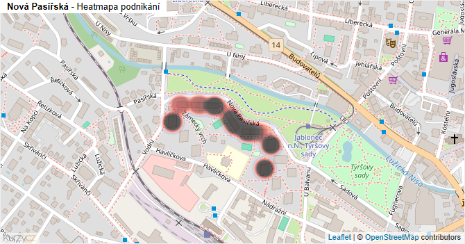 Nová Pasířská - mapa podnikání
