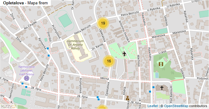 Opletalova - mapa firem