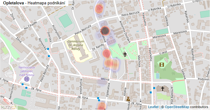 Opletalova - mapa podnikání