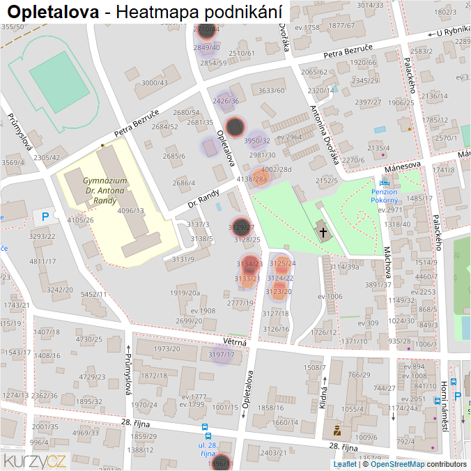 Mapa Opletalova - Firmy v ulici.