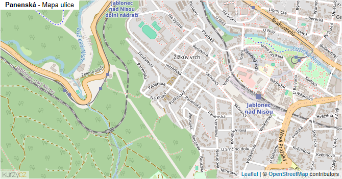 Panenská - mapa ulice