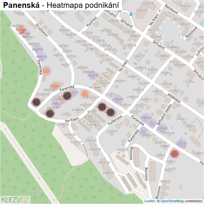 Mapa Panenská - Firmy v ulici.