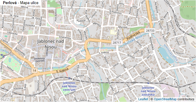 Perlová - mapa ulice