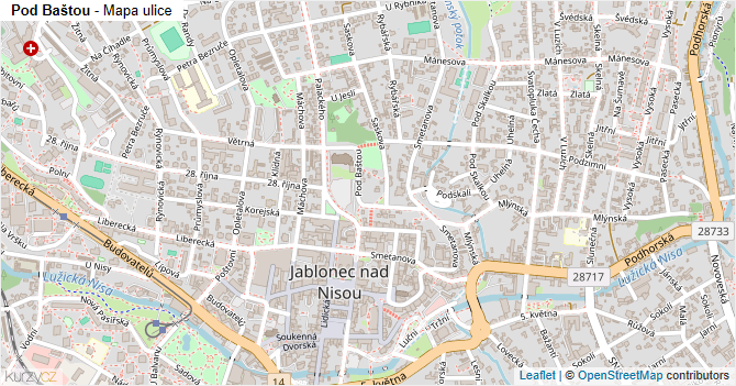 Pod Baštou - mapa ulice