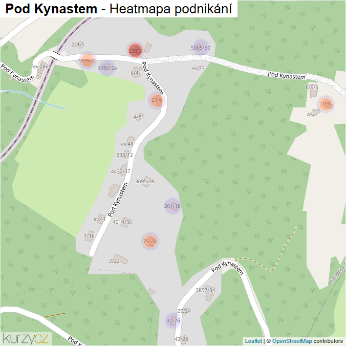 Mapa Pod Kynastem - Firmy v ulici.