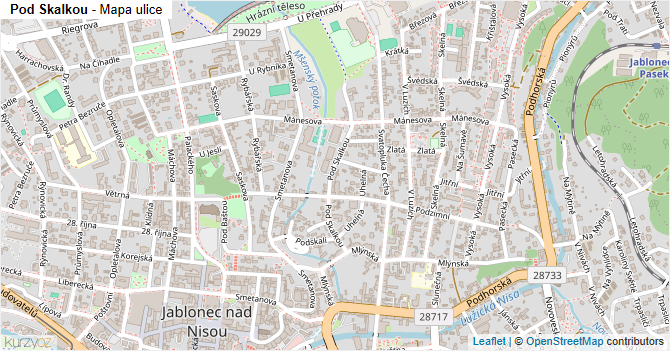 Pod Skalkou - mapa ulice