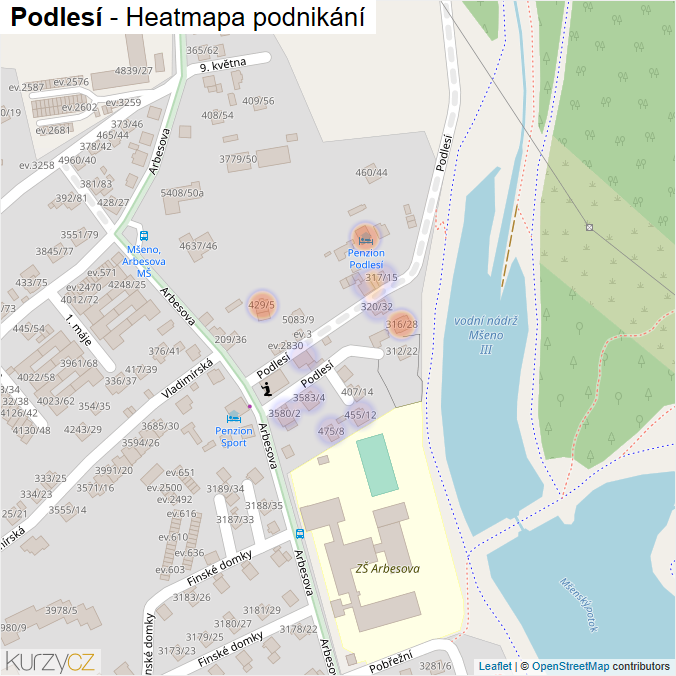 Mapa Podlesí - Firmy v ulici.