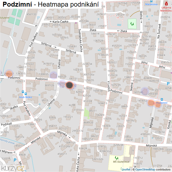 Mapa Podzimní - Firmy v ulici.