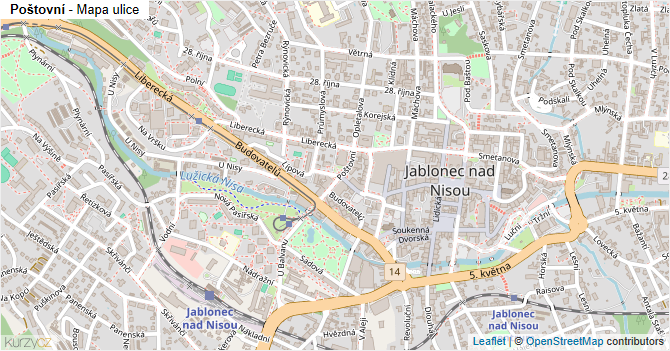 Poštovní - mapa ulice