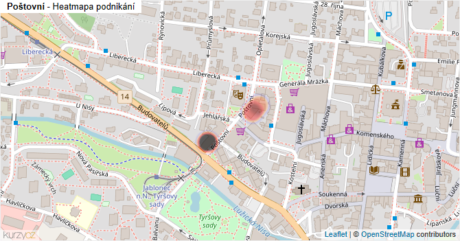 Poštovní - mapa podnikání