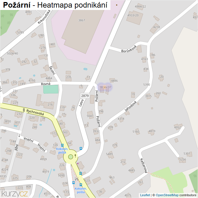 Mapa Požární - Firmy v ulici.