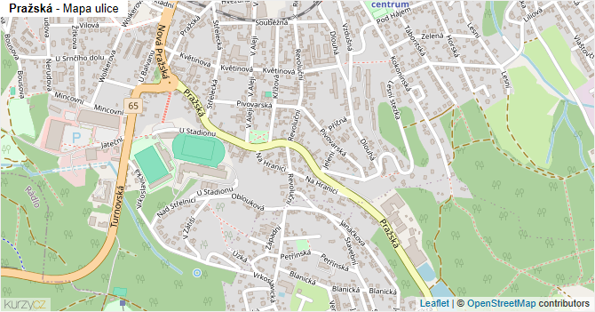 Pražská - mapa ulice