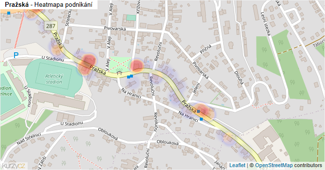 Pražská - mapa podnikání