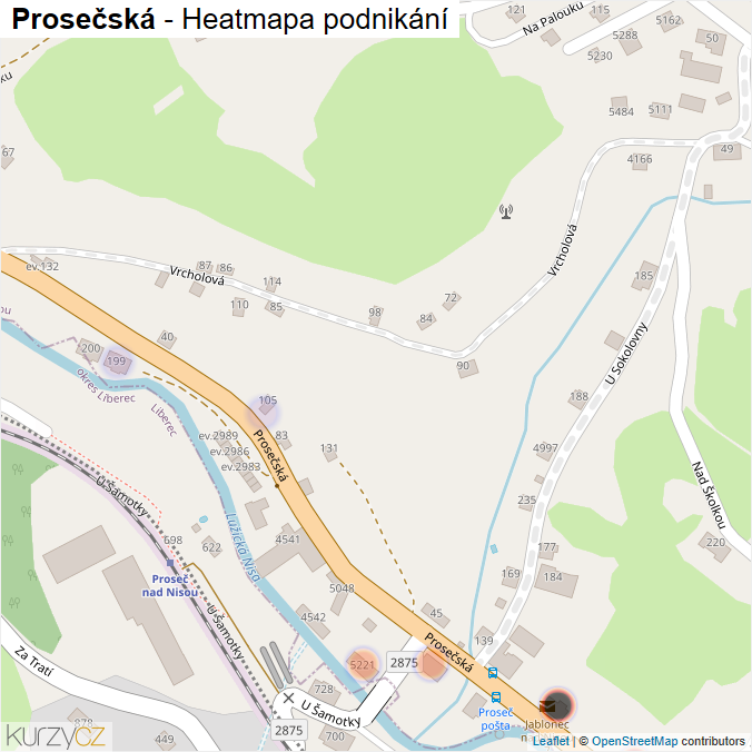 Mapa Prosečská - Firmy v ulici.