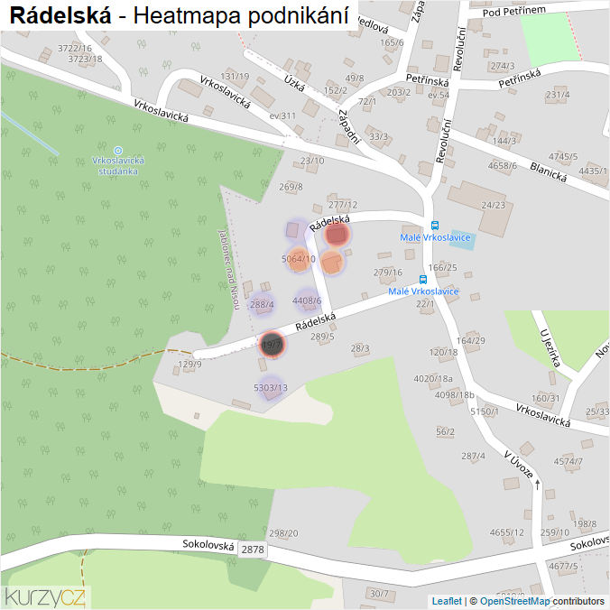 Mapa Rádelská - Firmy v ulici.