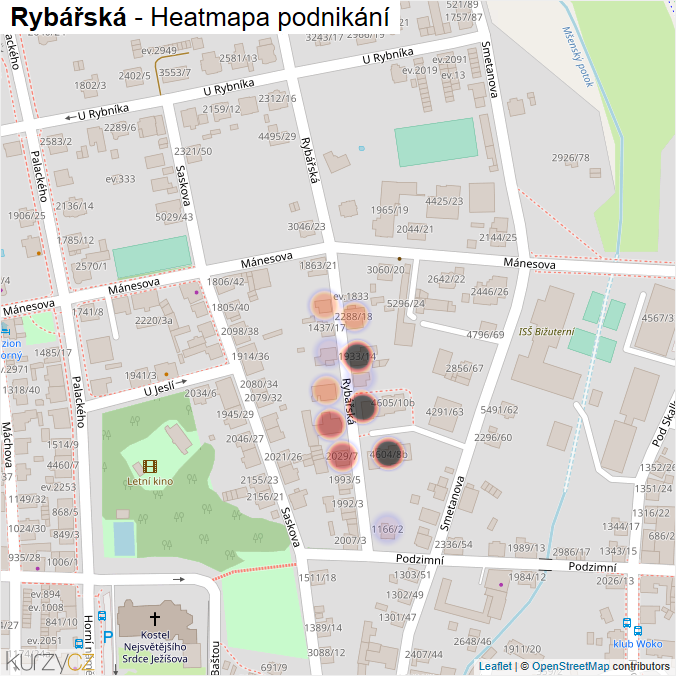 Mapa Rybářská - Firmy v ulici.