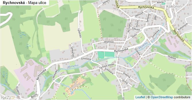 Rychnovská - mapa ulice