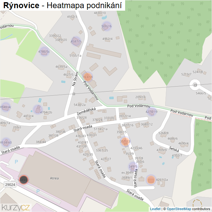 Mapa Rýnovice - Firmy v části obce.