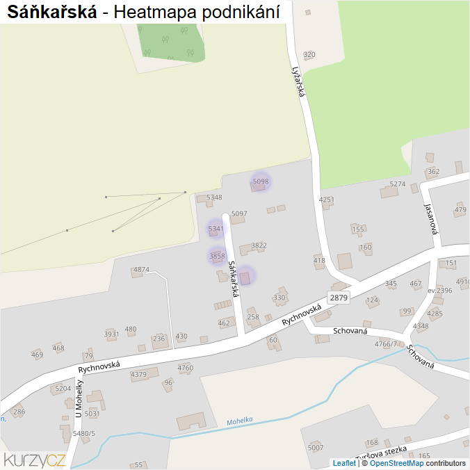 Mapa Sáňkařská - Firmy v ulici.