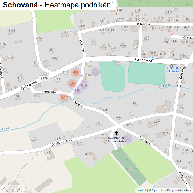 Mapa Schovaná - Firmy v ulici.