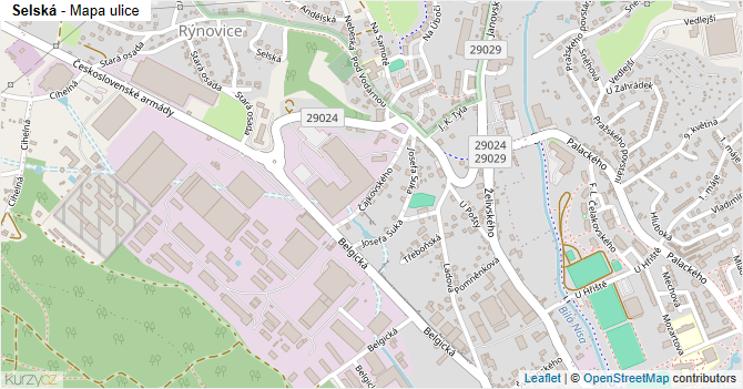Selská - mapa ulice