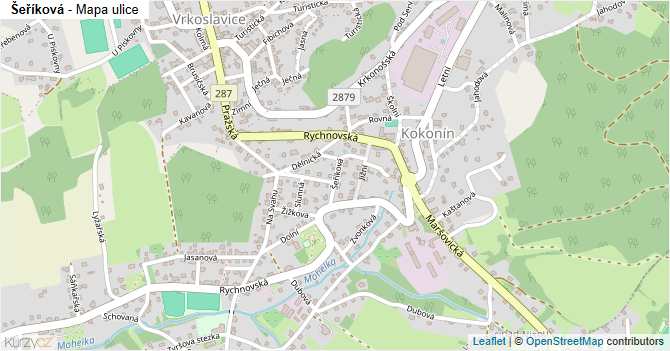 Šeříková - mapa ulice