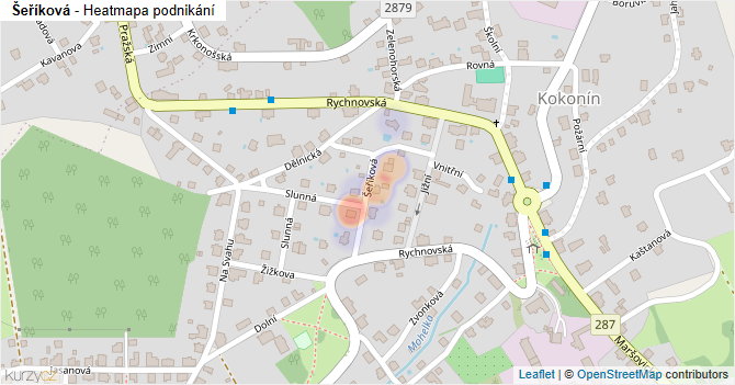 Šeříková - mapa podnikání