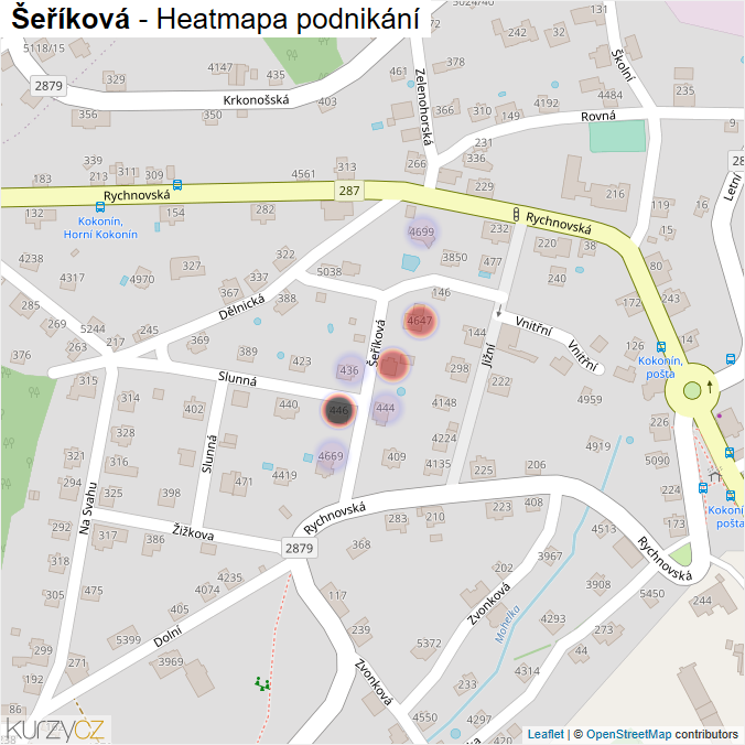 Mapa Šeříková - Firmy v ulici.