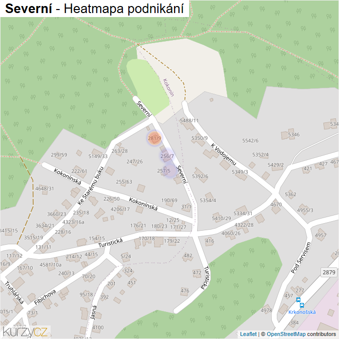 Mapa Severní - Firmy v ulici.