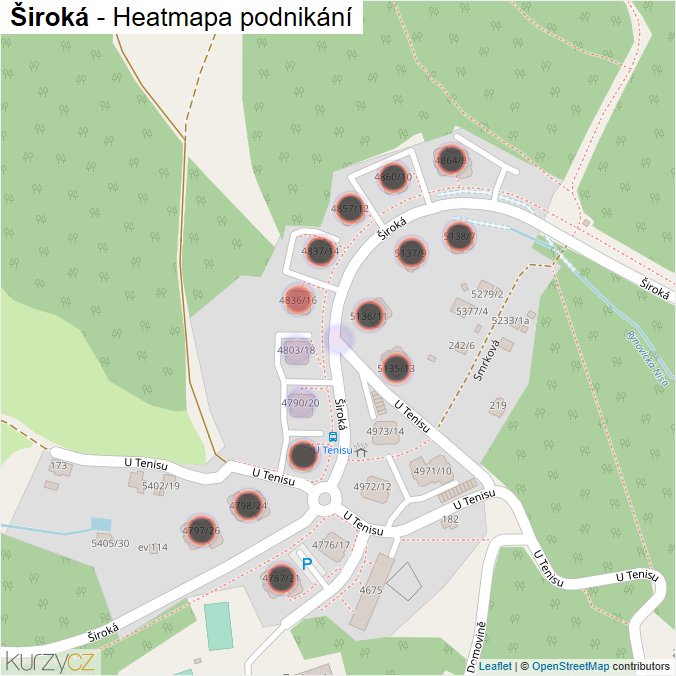 Mapa Široká - Firmy v ulici.