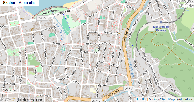 Skelná - mapa ulice