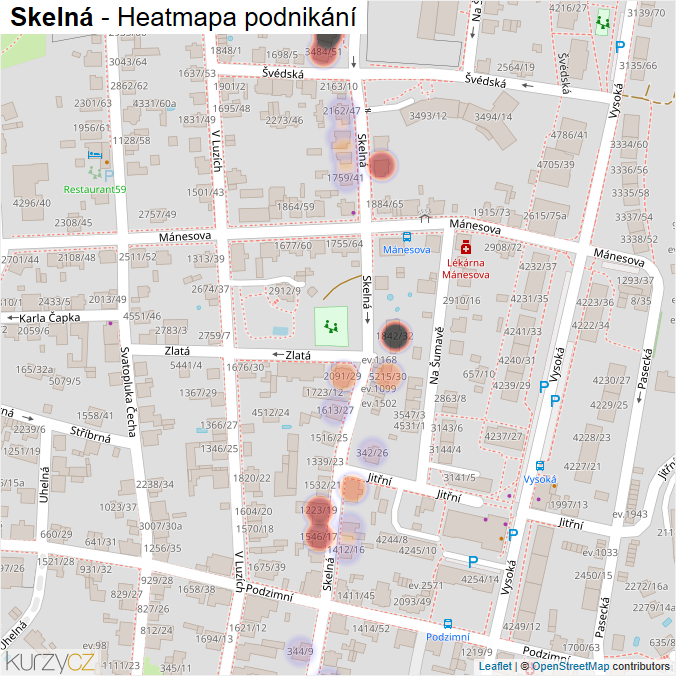 Mapa Skelná - Firmy v ulici.