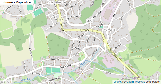 Slunná - mapa ulice